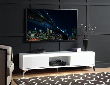 Acme - Raceloma Tv Stand 91995 LED, White & Chrome Finish