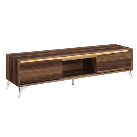 Acme - Raceloma Tv Stand 91997 LED, Walnut & Chrome Finish