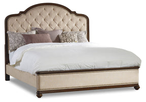 Leesburg King Upholstered Bed - Beige / Dark Brown by Hooker Furniture - View 1