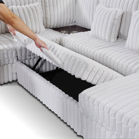 110-inch U-shaped corduroy super soft sectional sofa with storage and pull-out bed, corner coffee table with cup holder and USB port; suitable for living room, comfortable corduroy sectional sofa - sold by Home Elegance USA