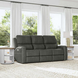 Linden Power Reclining Sofa With Power Headrests & Lumbar - Charcoal | Flexsteel