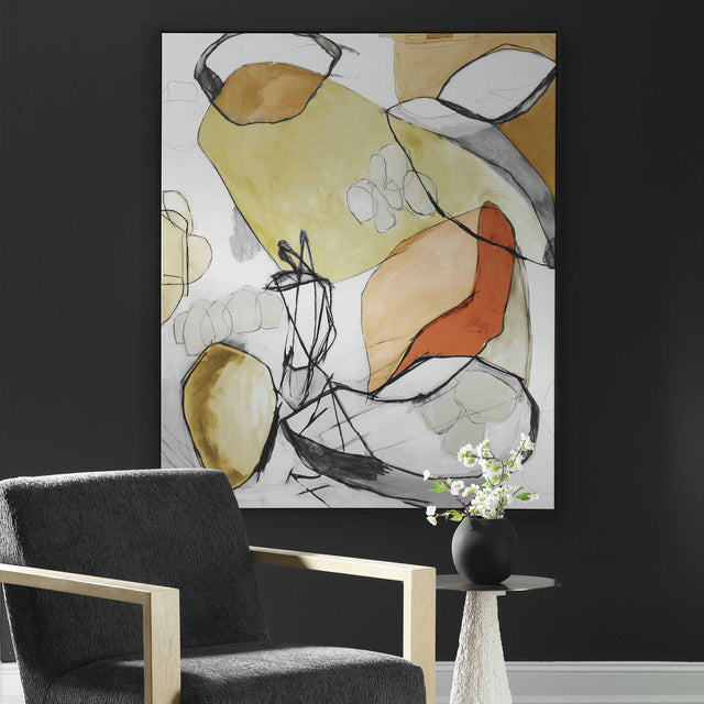 Charcoal Improvision Framed Abstract Art - White / Yellow by Uttermost - View 1