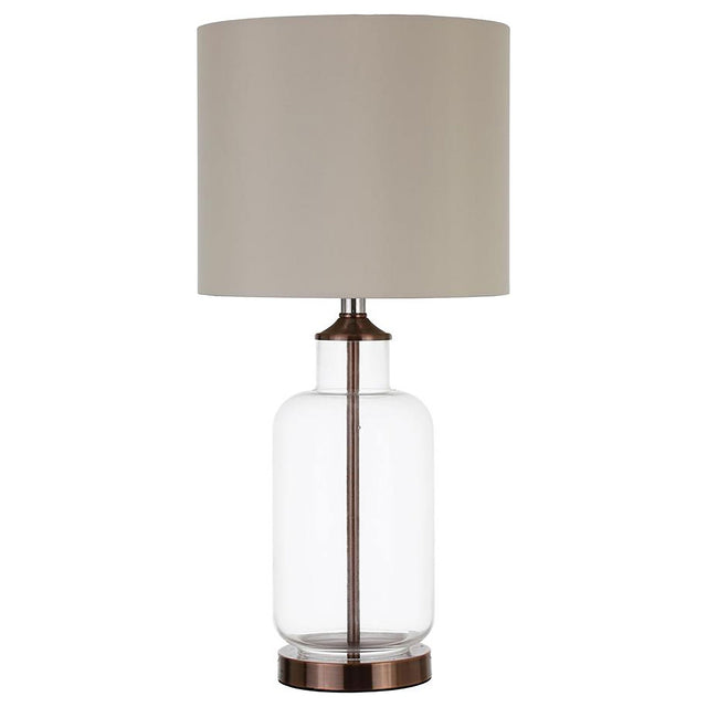 Aisha Drum Shade Table Lamp Creamy Beige and Clear | Coaster | Home Elegance USA