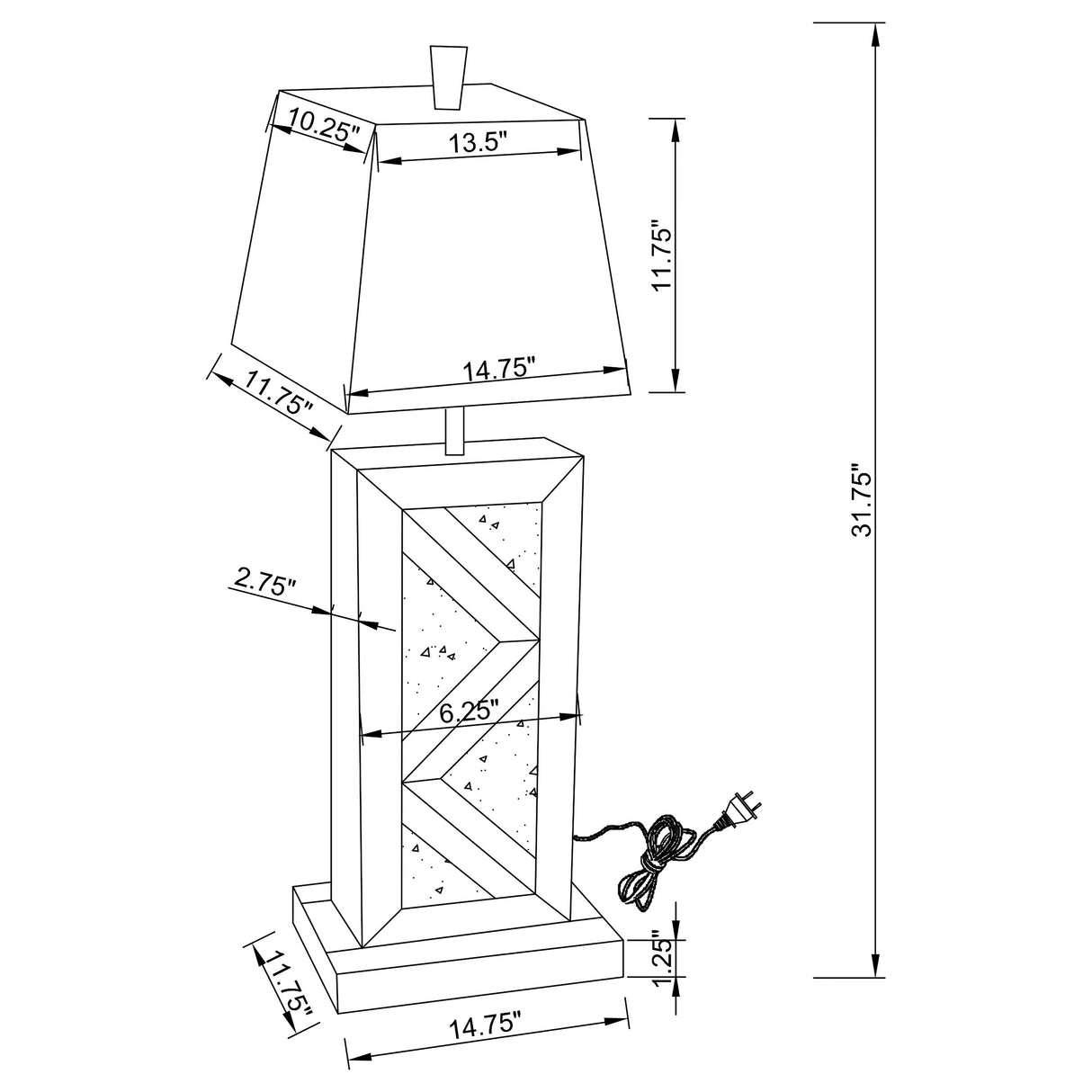 Table Lamp - Carmen Geometric Base Table Lamp Silver