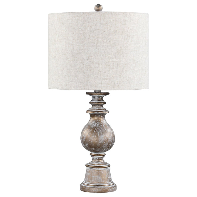 Brie Drum Shade Table Lamp Oatmeal and Antique Gold | Coaster | Home Elegance USA