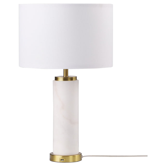 Table Lamp - Lucius Drum Shade Bedside Table Lamp White and Gold