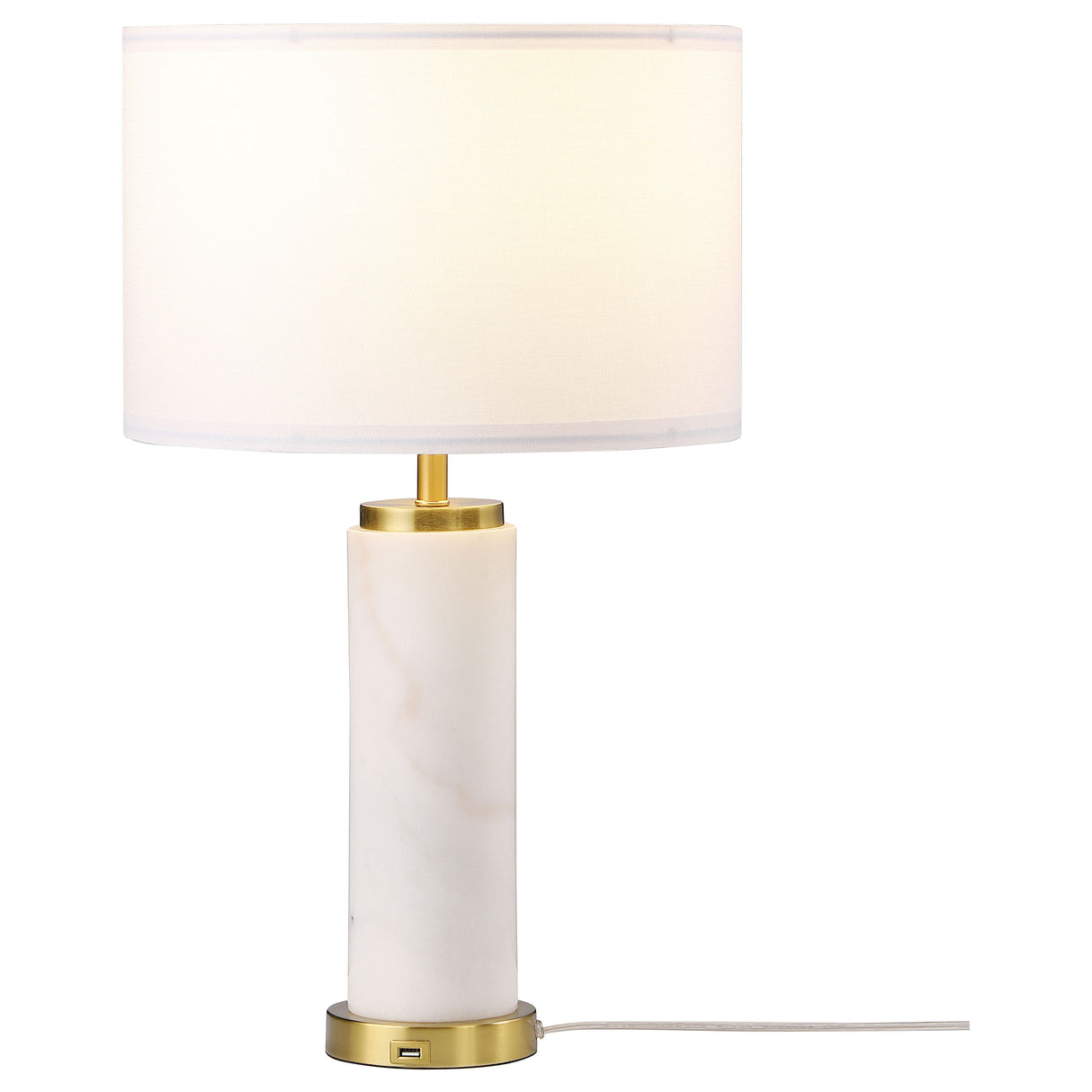 Table Lamp - Lucius Drum Shade Bedside Table Lamp White and Gold