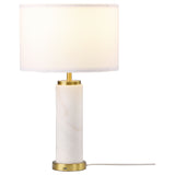 Table Lamp - Lucius Drum Shade Bedside Table Lamp White and Gold