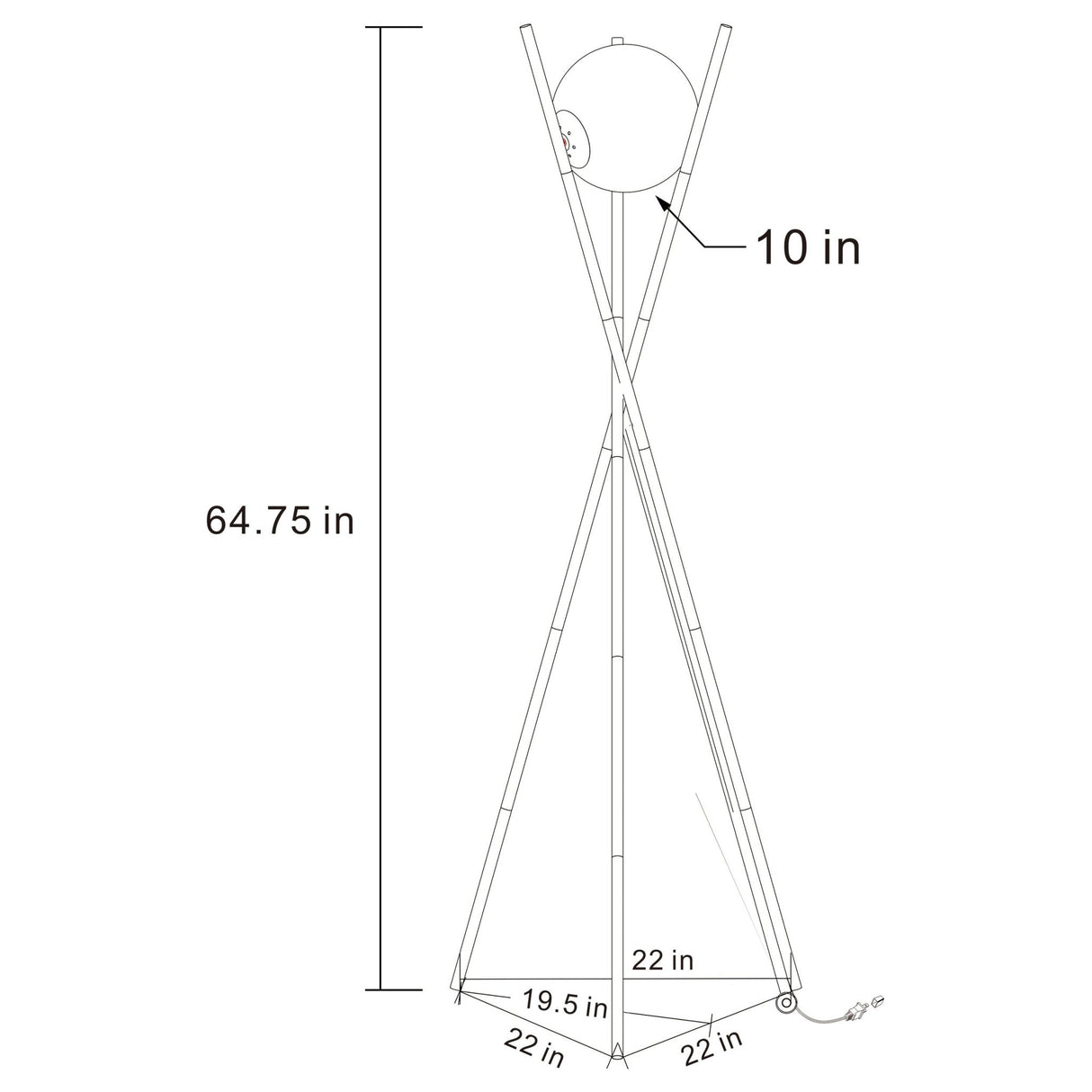 Floor Lamp - Yamileth Tripod Floor Lamp Gold