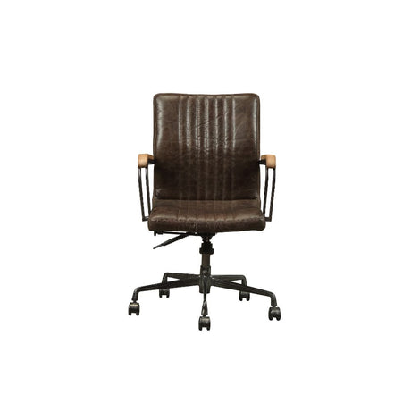 Acme - Joslin Office Chair 92028 Distress Chocolate Top Grain Leather