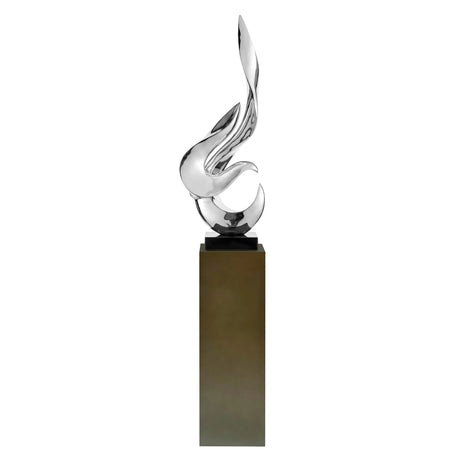 Flame 65" Tall Floor Sculpture // Chrome with Gray Stand  | Finesse - sold by Home Elegance USA