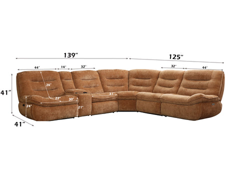 Emmy Orange Chenille Power Motion Sectional Sofa - sold by Home Elegance USA