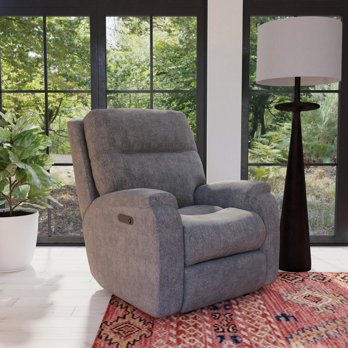Penn Transitional Fabric Power Rocking Recliner With Power Headrest & Lumbar | Flexsteel