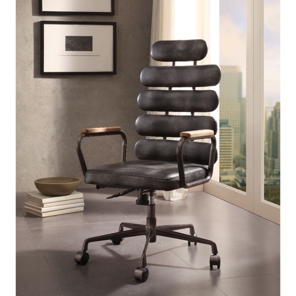 Acme - Calan Office Chair 92107 Vintage Black Top Grain Leather