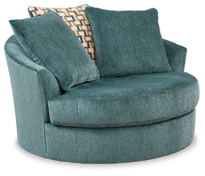 Ashley Teal Laylabrook Oversized Swivel Accent Chair - Chenille