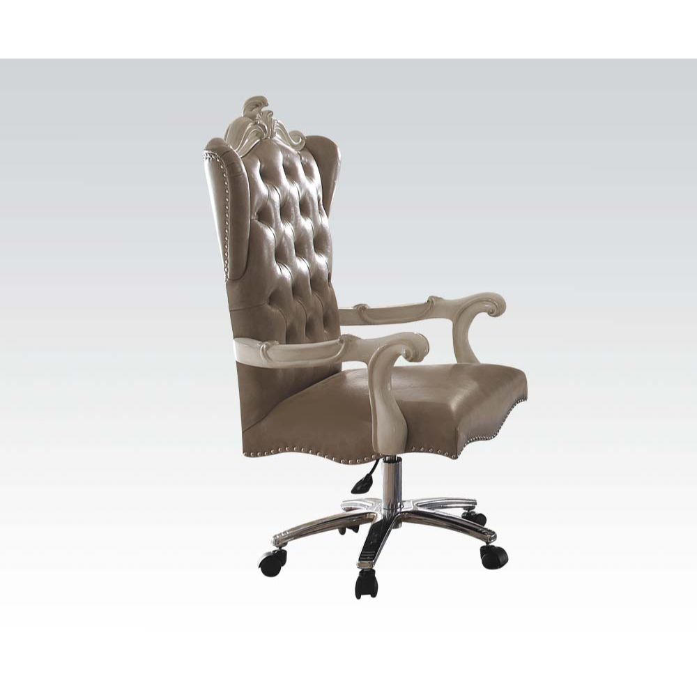 Acme - Versailles Executive Office Chair 92277 Vintage Gray Synthetic Leather & Bone White Finish