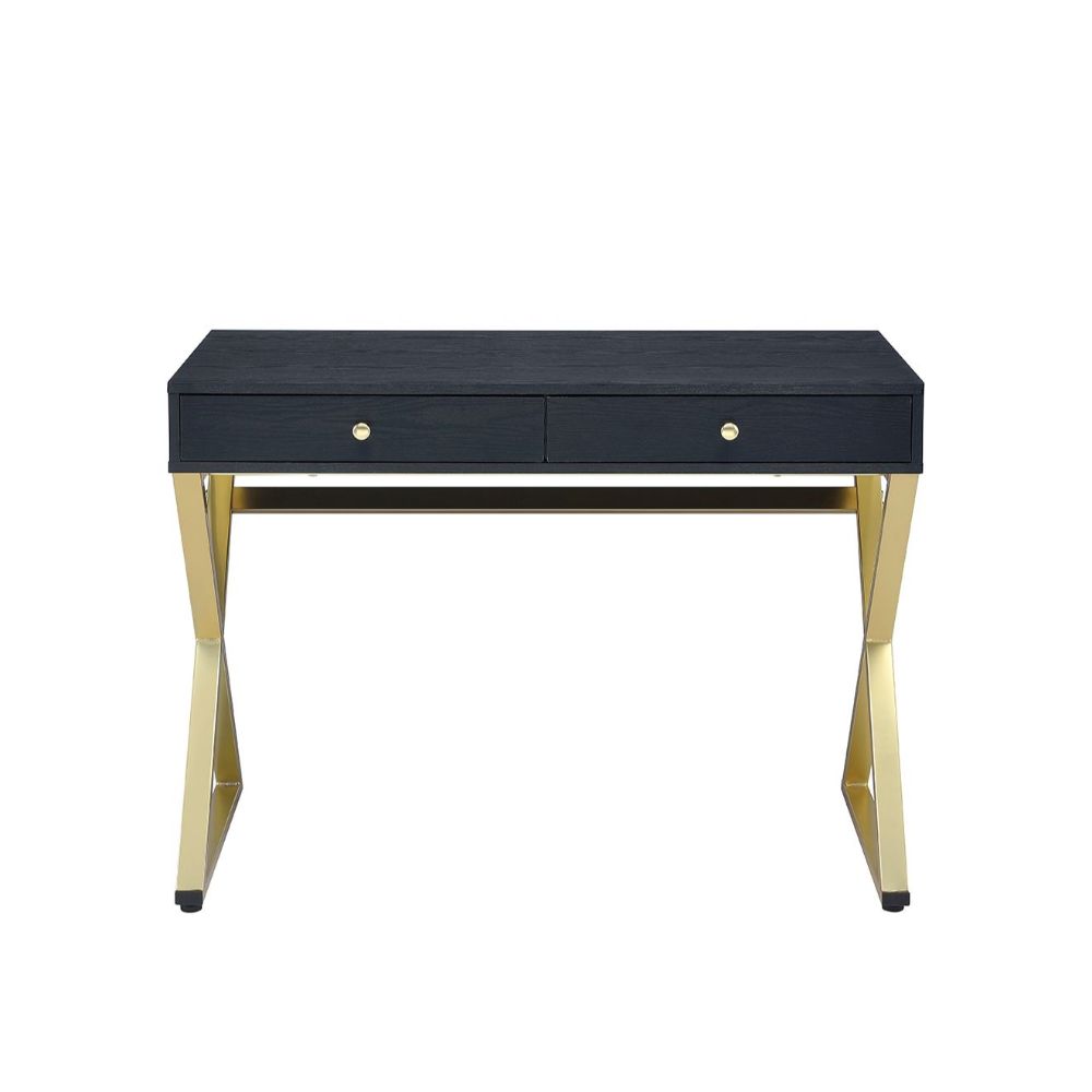 Acme - Coleen Writing Desk(Same Ac00844) 92310 Black & Brass Finish