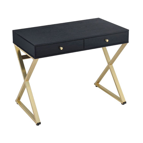 Acme - Coleen Writing Desk(Same Ac00844) 92310 Black & Brass Finish