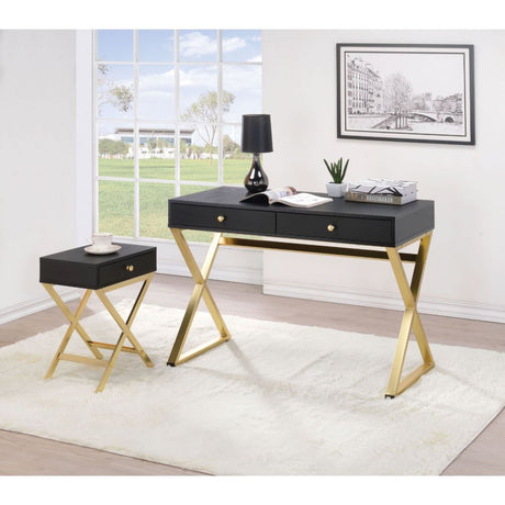 Acme - Coleen Writing Desk(Same Ac00844) 92310 Black & Brass Finish