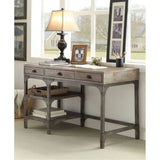 Acme - Gorden Writing Desk 92325 Weathered Oak & Antique Silver Finish