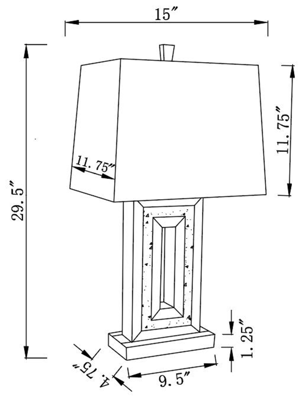 Ayelet Table Lamp with Square Shade White and Mirror | Coaster | Home Elegance USA