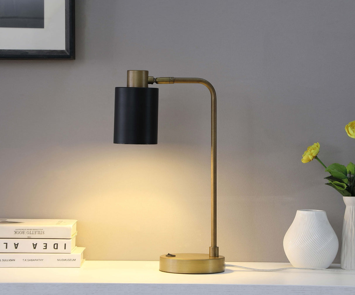 Table Lamp - Cherise Adjustable Shade Table Lamp Antique Brass and Matte Black