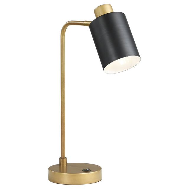 Table Lamp - Cherise Adjustable Shade Table Lamp Antique Brass and Matte Black