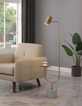 Floor Lamp - Jodie Round Base Floor Lamp Antique Brass and Grey