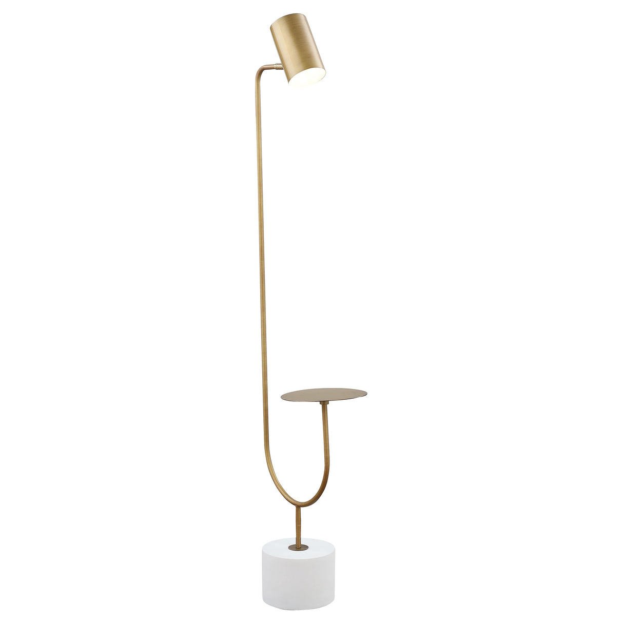 Floor Lamp - Jodie Round Base Floor Lamp Antique Brass and Grey