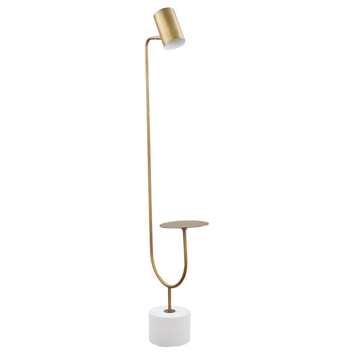 Floor Lamp - Jodie Round Base Floor Lamp Antique Brass and Grey