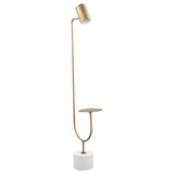 Floor Lamp - Jodie Round Base Floor Lamp Antique Brass and Grey