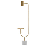 Floor Lamp - Jodie Round Base Floor Lamp Antique Brass and Grey