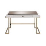 Boice Writing Desk(Same Ac00892) 92334 White Synthetic Leather & Champagne Finish | Acme - 92334 - Home Elegance USA - 2