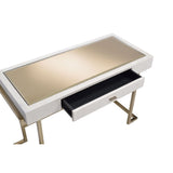 Boice Writing Desk(Same Ac00892) 92334 White Synthetic Leather & Champagne Finish | Acme - 92334 - Home Elegance USA - 3