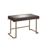 Boice Writing Desk 92336 Espresso Synthetic Leather & Champagne Finish | Acme - 92336 - Home Elegance USA - 1