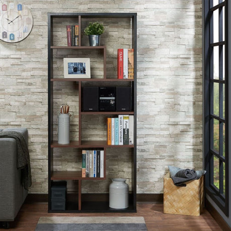 Acme - Mileta II Bookcase 92358 Black & Walnut Finish