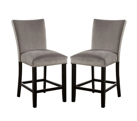 Genuine Marble Top Table w 6x High Chairs Light Gray Flannelette Upholstered Chair Counter Height Dining Room 7pc Set Furniture - sold by Home Elegance USA