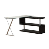 Acme - Buck Writing Desk W/Swivel 92366 Clear Glass Top & Black High Gloss Finish