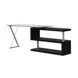 Acme - Buck Writing Desk W/Swivel 92366 Clear Glass Top & Black High Gloss Finish