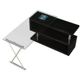 Acme - Buck Writing Desk W/Swivel 92366 Clear Glass Top & Black High Gloss Finish