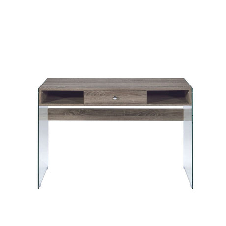 Armon Writing Desk 92372 Clear Glass Top & Gray Oak Finish | Acme - 92372 - Home Elegance USA - 2