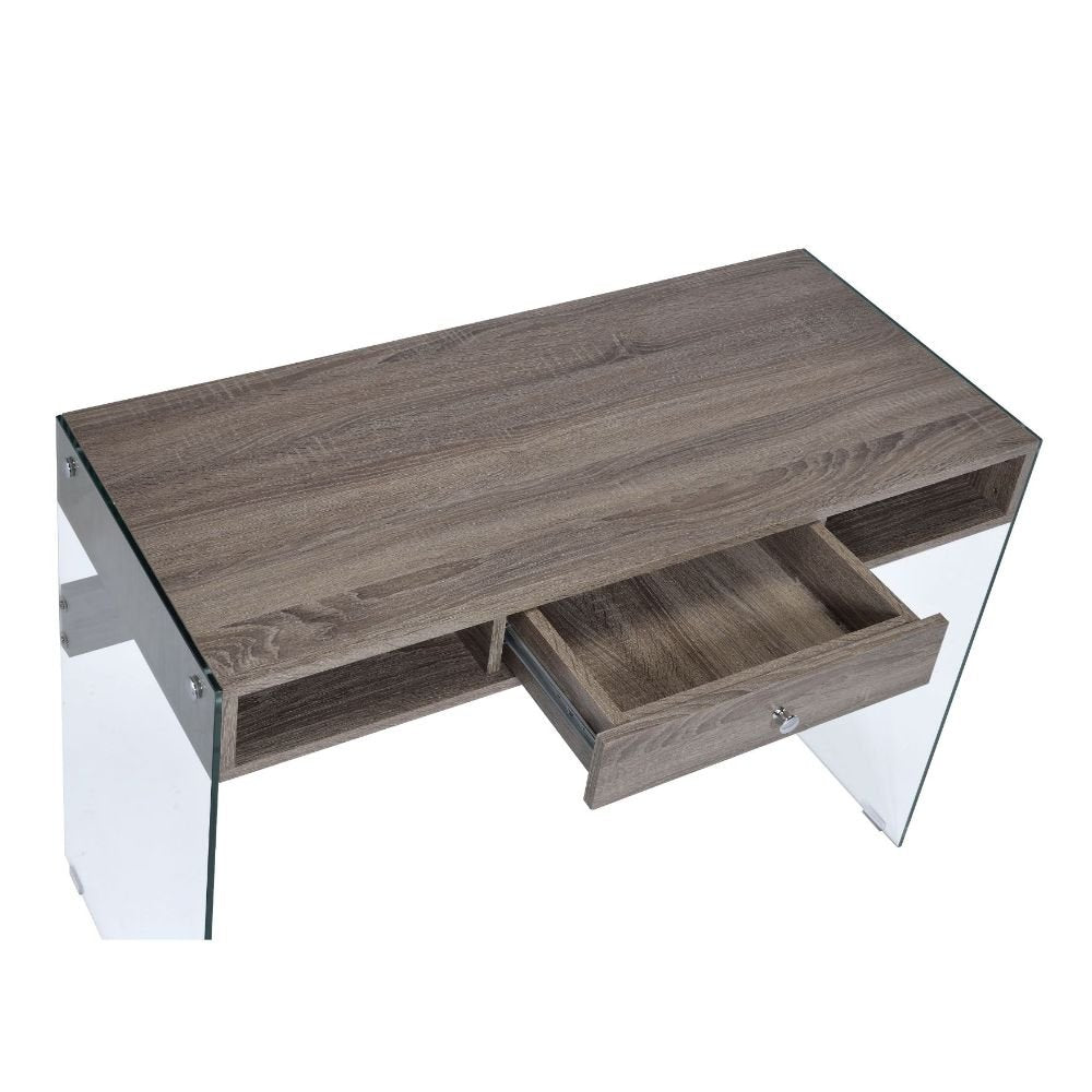 Armon Writing Desk 92372 Clear Glass Top & Gray Oak Finish | Acme - 92372 - Home Elegance USA - 3