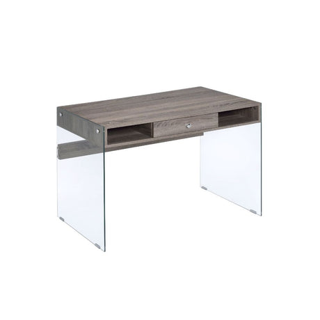 Armon Writing Desk 92372 Clear Glass Top & Gray Oak Finish | Acme - 92372 - Home Elegance USA - 1