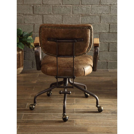 Acme - Hallie Office Chair 92410 Vintage Whiskey Top Grain Leather