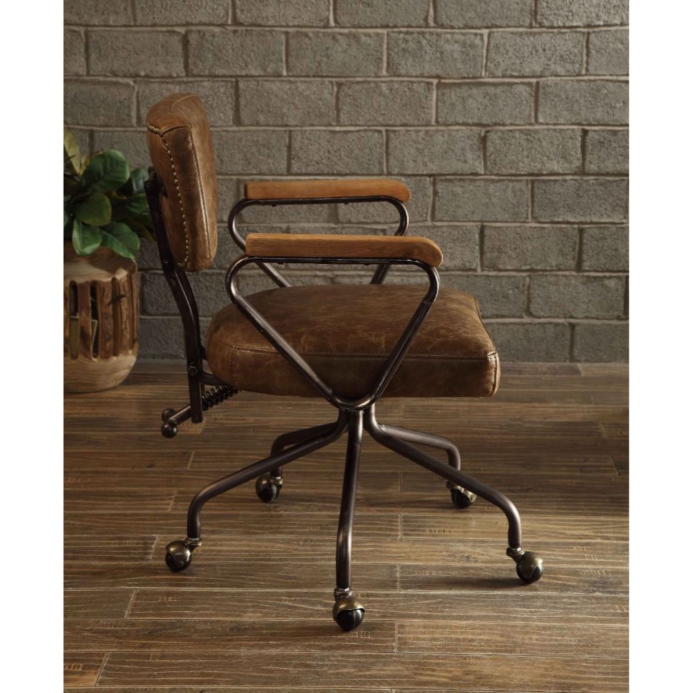 Acme - Hallie Office Chair 92410 Vintage Whiskey Top Grain Leather