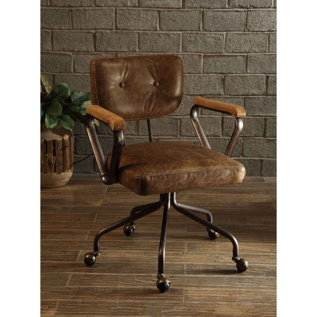 Acme - Hallie Office Chair 92410 Vintage Whiskey Top Grain Leather