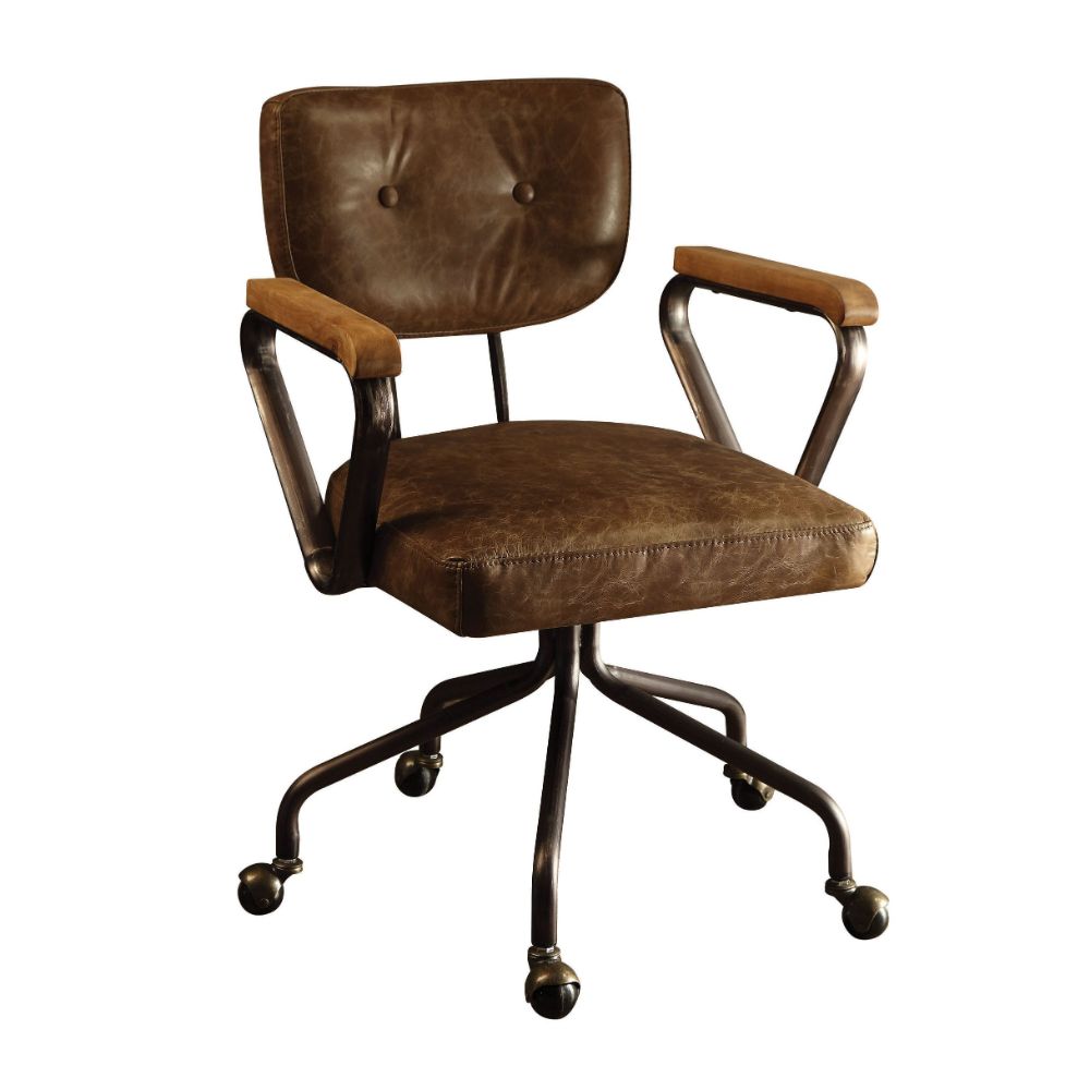 Acme - Hallie Office Chair 92410 Vintage Whiskey Top Grain Leather