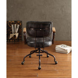 Acme - Hallie Office Chair 92411 Vintage Black Top Grain Leather