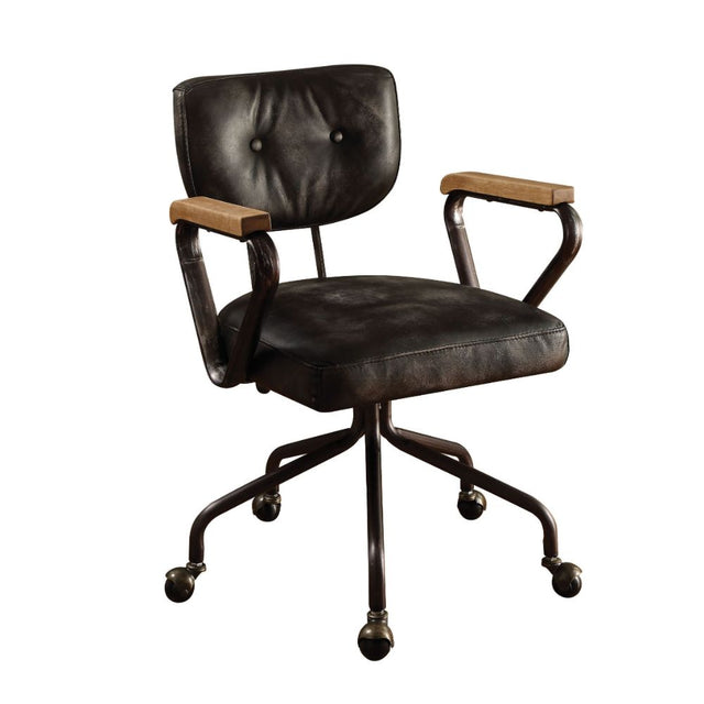 Acme - Hallie Office Chair 92411 Vintage Black Top Grain Leather