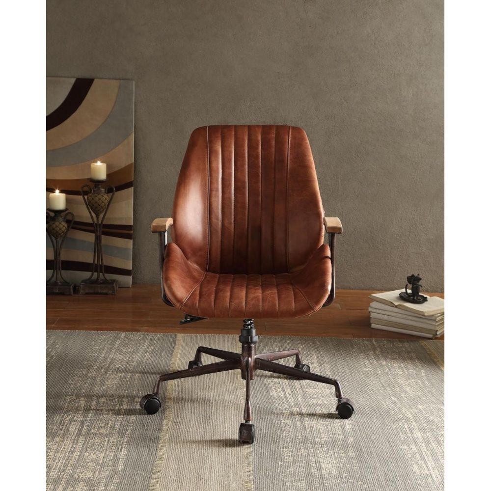 Acme - Hamilton Office Chair 92413 Cocoa Top Grain Leather